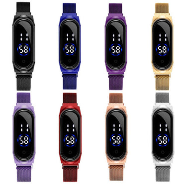Ladies Watch Women Touch Screen LED Watches Magnetic Mesh Belt Electronic Clock Digital Quartz Watch