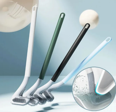Silicone Golf Toilet Brush with Holder Set | Soft Bristle Flexible Cleaning Tool