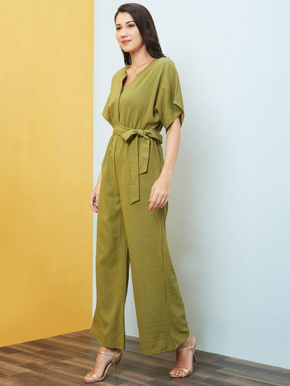 Women Extended Sleeve Tie-up Jumpsuit