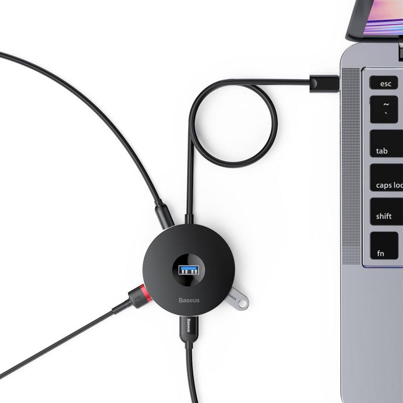 Baseus Round Box HUB Adapter 4 USB 3.0 Ports 5Gbps USB2.0 Support 4TB Hard Drives Hard U Disk