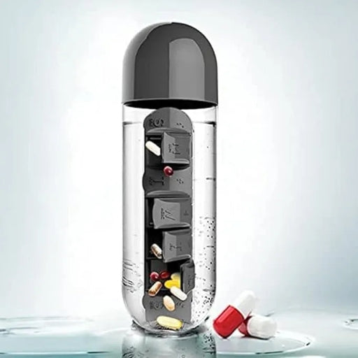 Portable 7-Day Pill Organizer Water Bottle for Travel & Fitness