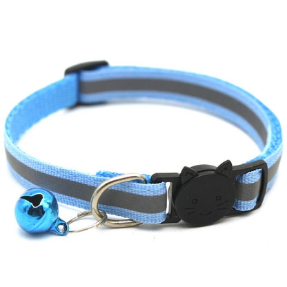 Reflective Pet Bell Collar for Dogs Cats Adjustable Durable Poly Strap 12 Colors with Bell