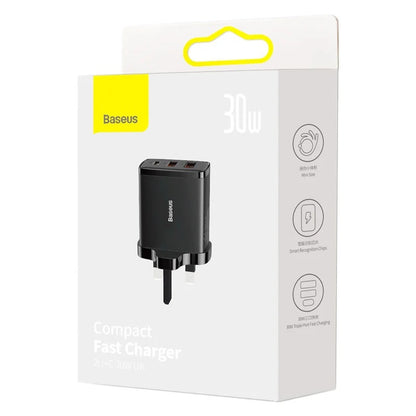 Baseus 30W Compact Fast Charger 2USB + TYPE-C