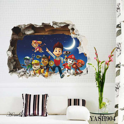 PAW Boy Patrol Wall Sticker Cartoon 3D Effect Decorative Wall Decal Home Decor Gifts for Kids Rooms Nursery room wall decoration children toys kids stickers