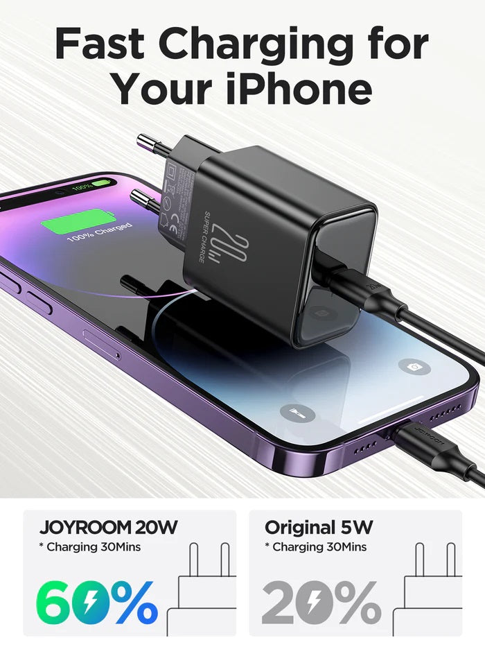 JOYROOM JR-TCF06 Flash Series PD 20W Single-Port Charger with Type-C to IP Cable