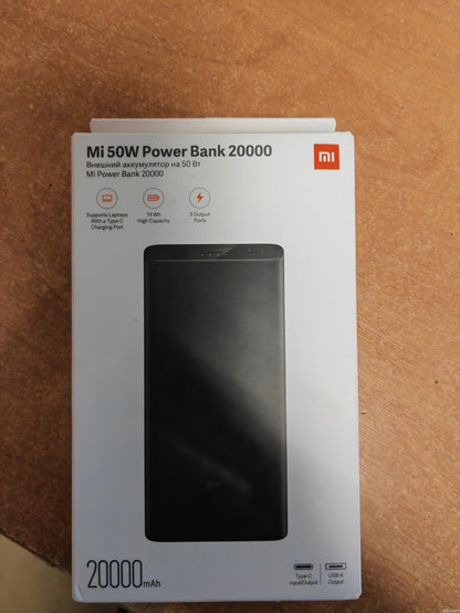 Xiaomi MI 50W Power Bank 20000mah, USB-C Input/Output Plus 2 USB-A Output, Charge 3 Devices Simultaneously, Output Up to 50W