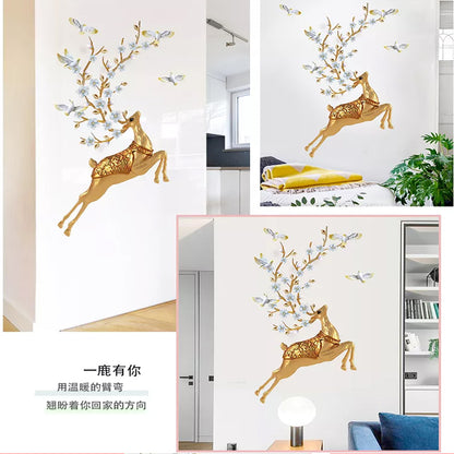 Buy More Gold Deer with Wall decoration stickers room wallpaper bedroom nursery kids room Home decoration Wall Stickers
