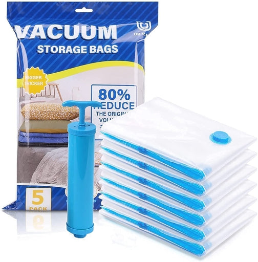 Vacuum Storage Bags 5 Bags - 50*70Cm - 2 Bags , 60*80Cm - 2 Bags , 80*100CM - 1 Bag