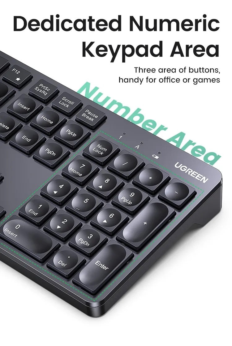 UG KU004-25322 WIRELESS KEYBOARD 2.4GHZ 104 KEYS CONCAVE KEYCAPS FOR LAPTOP