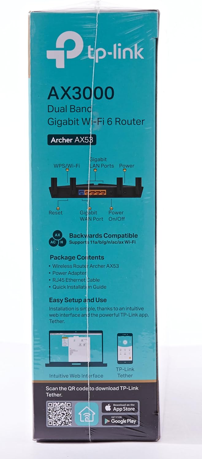 TP-LINK ARCHER AX53 AX3000 Dual Band Gigabit Wi-Fi 6 Router with VPN , WPA3 . HomeShield