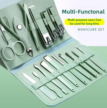 16 PCS Stainless Steel Portable Nail Clipper Set Professional Pedicure Kit Beauty Manicure Set