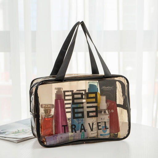 Transparent Cosmetic Bag Wash Bag Business Trip Storage Bag Hand-Held Make-up Bag Buggy Bag 9.5"