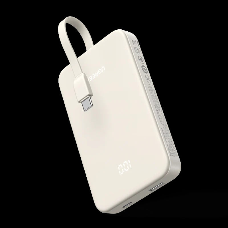 UGREEN 10000mAh PD 30W Power Bank with integrated USB-C cable - 45206