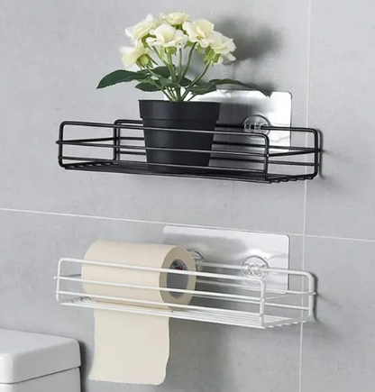 Wall-Mounted Square Bathroom Storage Shelf | Traceless Adhesive Toiletries Holder