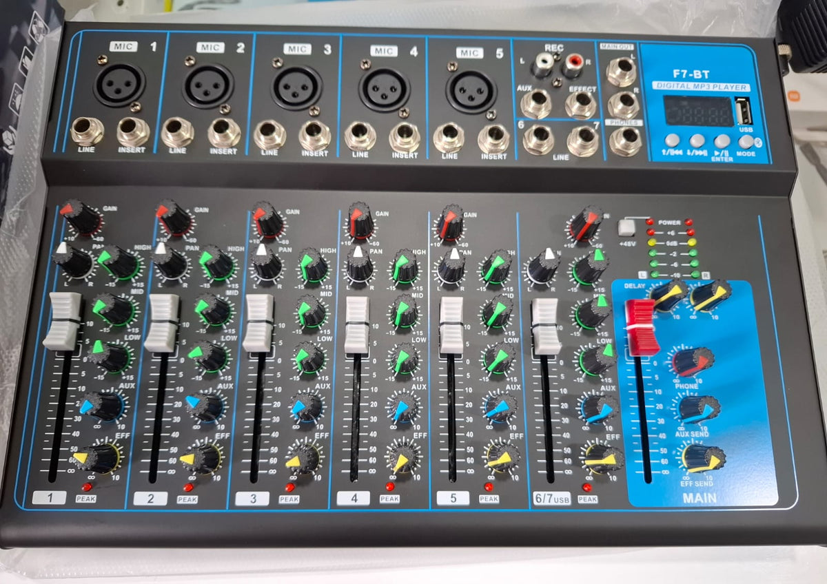 7 channel mixer F7 Bluetooth USB reverb Home F4 KTV stage performance live network song karaoke 4 channel mixing sound table