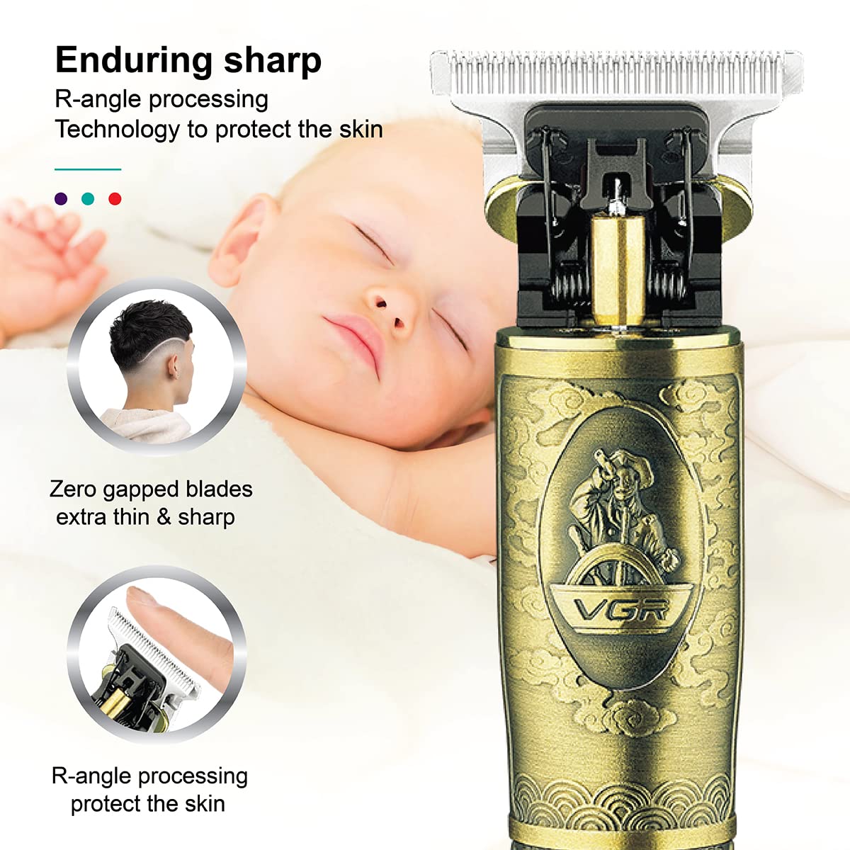 VGR V-081 Professional Rechargeable cordless Hair Clipper with Stainless steel Blades