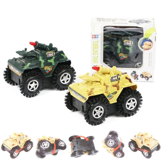 Military Tank Tumbling Tank, Bump and Go Action Toy Car for Kids