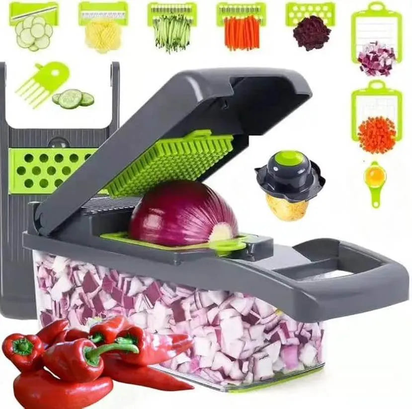 14-In-1 Multifunctional Vegetable Slicer & Cutter: Premium 8-Blade Onion Chopper & Food Dicer