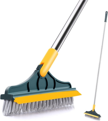 2 In 1 Floor Scrub Brush, V-Shaped Floor Scrub Brush with Long Handle, Bathroom Shower Crevice Clean