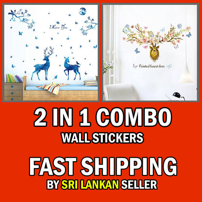 2 in1 Combo 2D Wall Sticker Wall Sticker Home Decoration animals tree bridge baby children bedroom room decor wall stickers removable kids nursery decal Mirror Dear Wall Decoration Stickers DINOSAURS