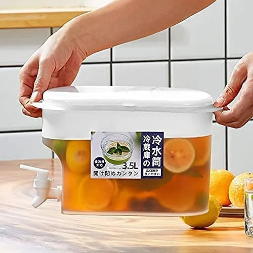 Refrigerator Water Dispenser with Fruit & Ice Infuser, Leak-Free Spigot & Cool Water Pitcher