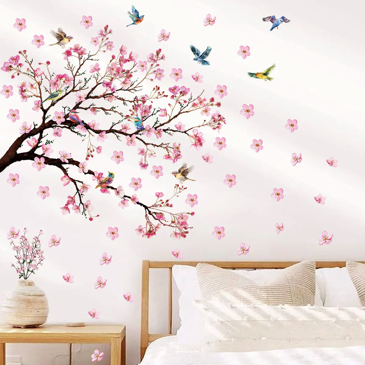 Pink Leafs Rose Black Forest Flower Border Wall Decoration Sticker TV Frame Sticker Kitchen Living Room Decoration Star Room Deco wall stickers Stars Tree Wedding nursery decorative