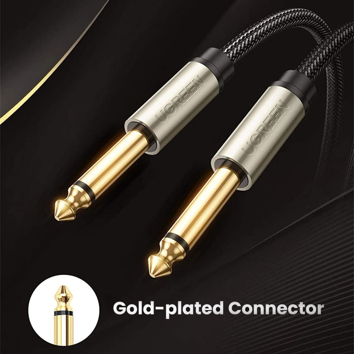 UGREEN 10639 6.5mm Male To Male Stereo Auxiliary Aux Cable 3m