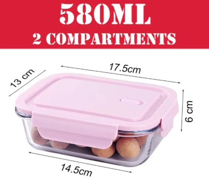 High Borosilicate Glass Food Storage Container with Air Vent Lid Leak Proof & Microwave, Oven Safe