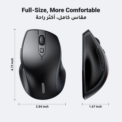 UGreen Ergonomic Wireless Computer Mouse (MU101) Dual Mode Bluetooth & USB Receiver Connectivity