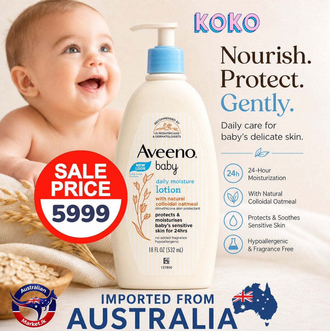 🌿 Aveeno Baby Daily Moisture Lotion – 532Ml 👶🏻💙🇭🇲