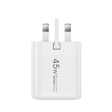 WiWU Ark 45W PD GaN Fast Charger (UK) Wi-U035 1 USB-C Fast Charging Adapter