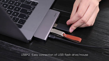 100% Genuine Baseus Harmonica 5 IN 1 TYPE-C HUB Adapter PD Power Supply , USB 3.0 ,Efficient TF / SD Slot