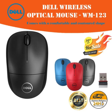 Dell WM-123 Wireless Optical Mouse (Black) - USB