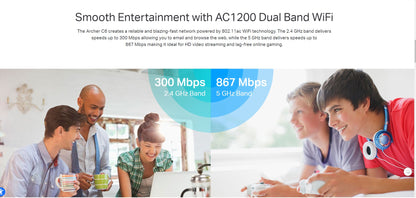 TP-LINK Archer C6 - AC1200 Mesh Wi-Fi Router Wireless MU-MIMO Full Gigabit Router
