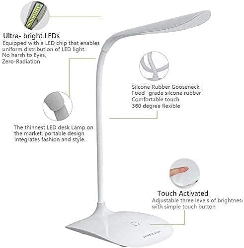 Rechargeable LED Desk Lamp Flexible Reading Night Light USB Study Light Three Gears Dimmable 360 Degree Adjustable Home Night Light Reading Eye Lamp Touch Dimmable Study Lamp Study table lamp Educational gadgets