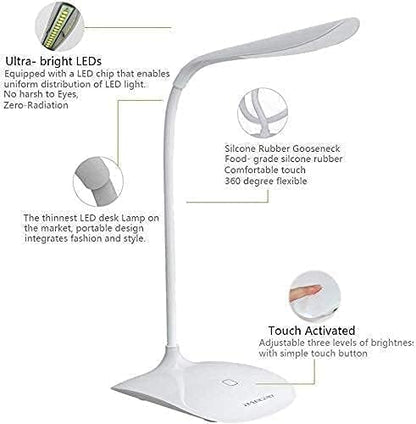 Rechargeable LED Desk Lamp Flexible Reading Night Light USB Study Light Three Gears Dimmable 360 Degree Adjustable Home Night Light Reading Eye Lamp Touch Dimmable Study Lamp Study table lamp Educational gadgets