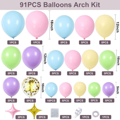 FREE 12 PCS 3D BUTTERFLY WITH Complete Set 91-Piece Premium Blue Balloon Garland Kit for Party Decoration, Unisex Balloon Arch Set for All Ages