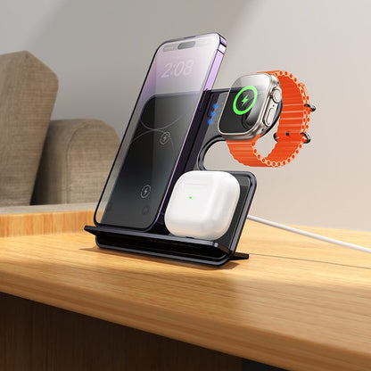 HOCO CQ19 Falcon 3 in 1 Desktop Vertical QI Wireless Fast Charger