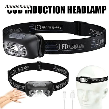 Anedshaop Mini Rechargeable Sensor Headlamp LED Headlight Torch Waterproof Work Light Outdoor