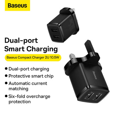 Baseus 10.5w Dual USB UK Pin Adapter – CCXJ010301