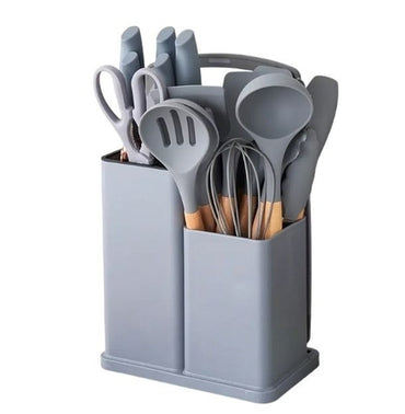 Complete Silicone 19-Piece Kitchen Utensils Set, Food-Grade Quality with Knife Set