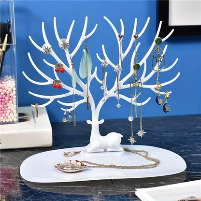 Antler Tree Jewelry Display Rack – Necklace & Earring Organizer, Desktop Storage Stand for Bedroom
