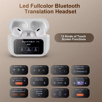 Wireless Bluetooth Earphones ANC Noise Reduction Earbuds HD Mic Call Gamer Earbuds LED Touch Screen