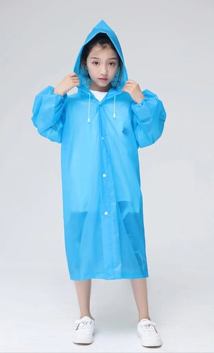 Kids Children Raincoat Rainsuit Long Hoodie Cover Waterproof Rain Poncho Raincoat