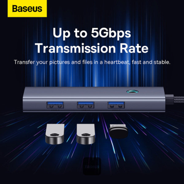 Baseus UltraJoy Series 4-in-1 USB-C Hub To USB 3.0 Extention - Grey
