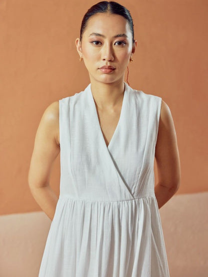 Linen Fit & Flare Midi Dress