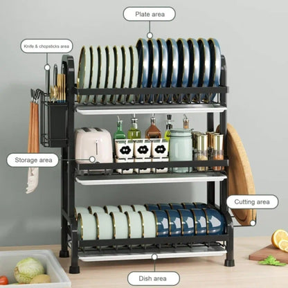 Waterproof Rustproof Kitchenware Drying Rack, with Drip Tray, for Kitchen Countertop, Saving Space,3