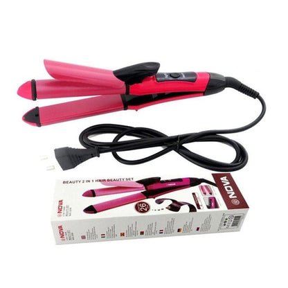2 In 1 NOVA NHC-2009 Hair Curler and Hair Straightener for Hair Beauty