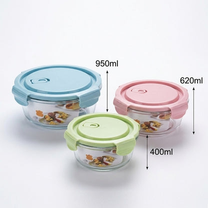 Borosilicate Glass Food Storage Bowl Airtight & Leak-Proof- ( ROUND) Microwave Safe Glass Containers