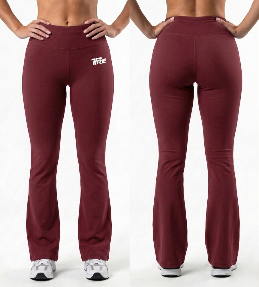TRE Women’s 4-Way Stretch Flared Active Pants | Dry-Fit Breathable Bell Bottom Gym & Yoga Wear